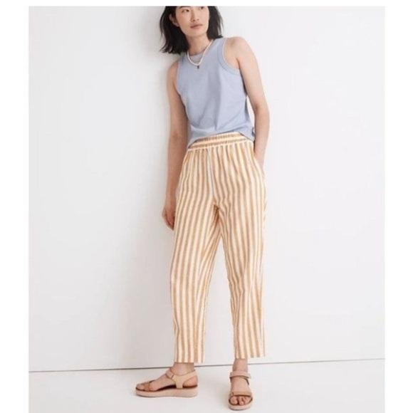Madewell Pants - Madewell Huston Yellow & White Stripe Pull On Pants